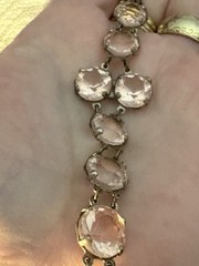 Antique Victorian Baby Pink Paste Bracelet Mixed Metals 7 Inches