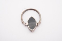 Vintage Sterling Silver 925 Black Onyx Azurite Spinner Ring Size 6.5