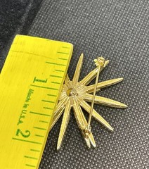 Vintage Brooch Pin Star⭐️Sunburst☀️ Flower GoldTone Abstact 2 Inches Layered