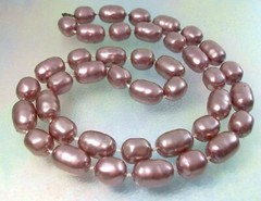 Set of 2 Light Purple Necklaces Plum Large Faux Pearl Beads Vintage 24″ 30″ Long