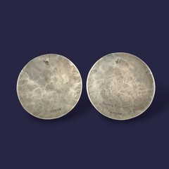Vintage Suzanne St. Claire Sterling Silver Hammered Disc Statement Stud Earrings
