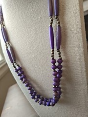 Sugilite? HAND CRAFTED Sterling Silver 0.925 VTG 22″ NECKLACE Statement