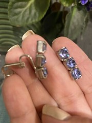 Vintage Purple Crystal Rhinestone clip on Dangle/Drop Earrings