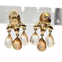 Vintage Earrings Teardrop Beaded Kundan Style Screwback Clip On Gold Tone SK3108