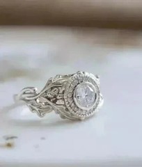 2Ct Art Deco Vintage Style Lab Created Diamond Engagement 14K White Gold FN Ring