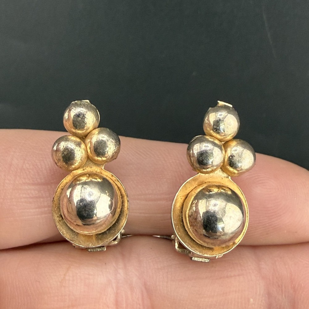 Vintage Barclay Clip On Earrings Gold Tone Signed
