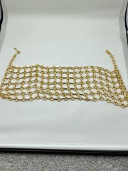 Vintage 1950s Gold Tone Chain Maille Statement Bib Necklace
