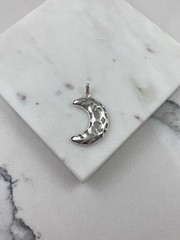 Vintage 925 Sterling Silver Filigree Crescent Moon Pendant