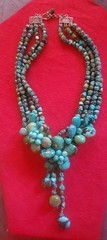 Vtg Soms 4 Strand & Lg Turquoise Nuggets Bib Necklace 925 Sterling Silver Clasp