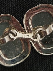 Vintage Art Deco 10K White Gold Cufflinks Etched Buttons 2.51 Grams
