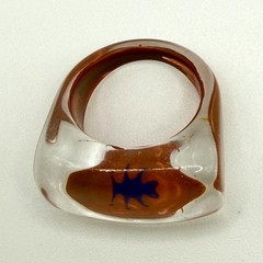Vintage Style Lucite Acrylic Floral Ring Size 7.25 Amber Resin Mod
