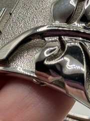 Vintage Whiting & Davis Bangle Bracelet Silver Tone Leaf Design Hinged READ