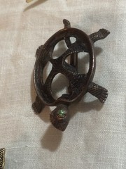 Vintage Turtle Brooch Lot Liz Claiborne LC Rhinestone Figural Pins Antique Brass