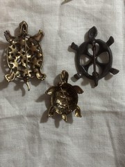 Vintage Turtle Brooch Lot Liz Claiborne LC Rhinestone Figural Pins Antique Brass