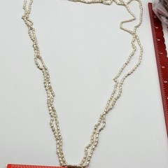 Lovely VTG rice pearl necklace two single strands 32″ bridal no clasp natural