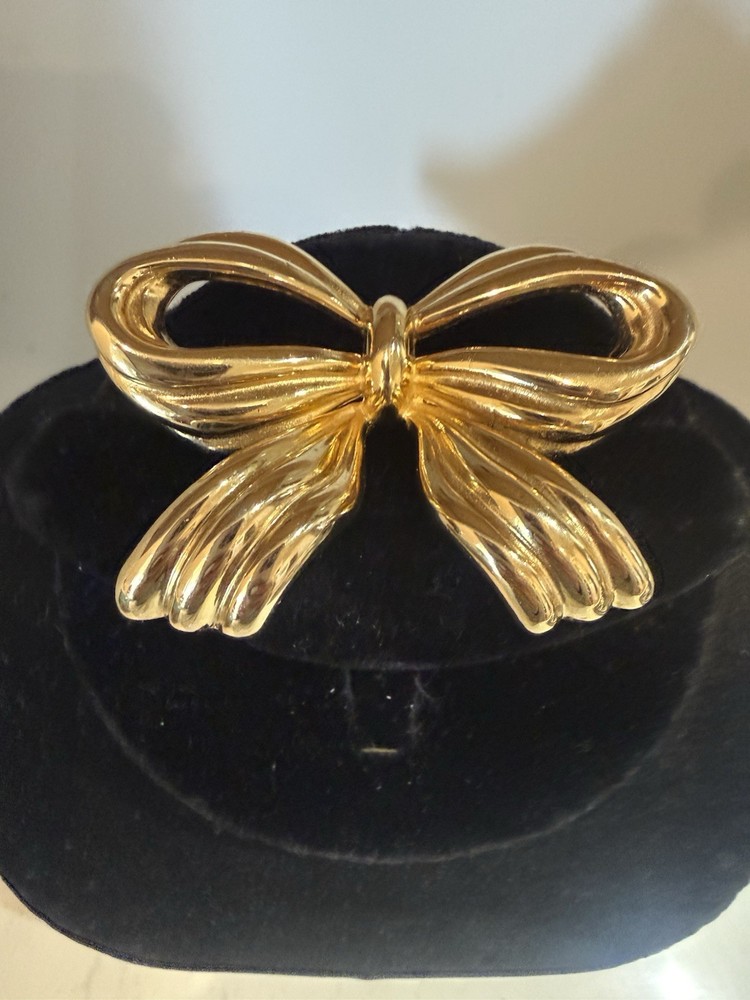 Vtg Signed Erwin Pearl Bow Gold Tone Brooch