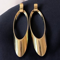 Large Earrings Vintage 1980s Oversized Gold Tone Sculptural Pierced
