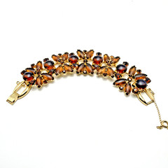 Vintage Juliana 5 Link Bracelet Frosted Brown Austrian Crystals & Topaz