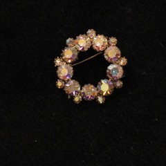 Lot of 4 Jelly AB Vintage Brooches 1.5-2.5″ Capri Pink Purple Green Teal Orange