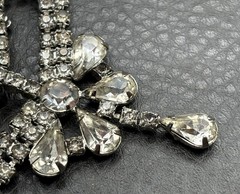 Vintage Art Deco Large Rhinestone Bow Brooch Pin Crystal Dangle Drop High End