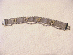 Vintage LISA JEWELS Mesh 7” Bracelet With Seed Pearl Flowers elegant 1970’s