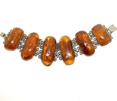 Alluring Amber Bracelet made from Rectangle shaped beads