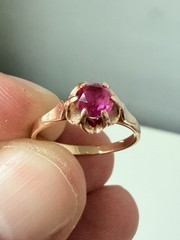 Vintage USSR 14K 583 Gold Ruby Ring Soviet Russian Jewelry Size 5.5 EU16
