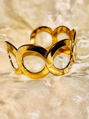 80s Gold Tone Cuff Bracelet | Chunky Open Link Bracelet | Vintage Statement Jewe