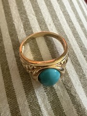 Vintage Men’s Turquoise Gold Tone Ring 9.75