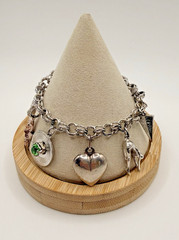 Sterling Silver Charm Bracelet Vintage Mixed Charms Heart Seahorse Cheer 30g U4