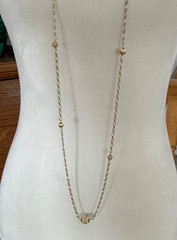 Versatile!!! Vintage!! LONG!! 48” 12k Gold Filled Ball Bead Station Necklace