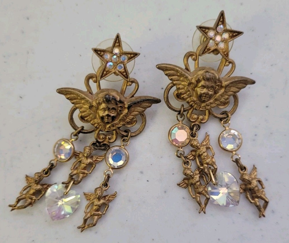 Magical vintage 1980s Kirks Folly brilliant golden faceted Aurora Borealis…
