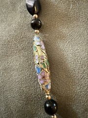 Vintage Onyx and Cloisonné Beaded Necklace