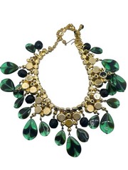 Rare Book Set Juliana D&E Teardrop Glass Black & Green Necklace & Bracelet Set