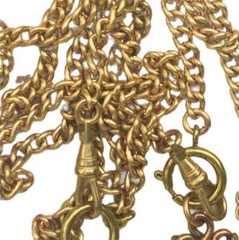 Chunky Curb Chain Charm Holder Necklace in Gold tones Pocket Watch Chain Lanyard