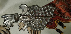 1930s Art Deco MASSIVE hand set Rhinestone Pot Metal Foliage Brooch *unique
