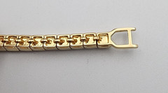 Swarovski Square Shape Crystal Tennis Bracelet Gold Plate Signed Adjustable 4mm