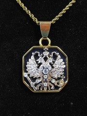 Joan Rivers Gold Black Silver Enamel Imperial Eagle Russian Crest Necklace vtg
