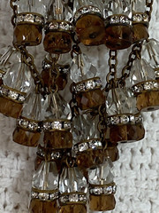 Unique Chandelier Dangle w Clear Rhinestones and Brown & Clear Crystals Brooch