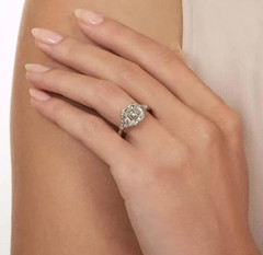Trilogy Asscher Lab Created Diamond Three-Stone 14K White Gold FN Wedding Ring