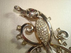 TRIFARI ALFRED PHILIPPE STERLING SILVER,VERMEIL,BIRD of PARADISE BROOCH,SIGNED