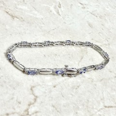 10K Tanzanite & Diamond Bracelet – Solid 14K White Gold Tanzanite Bracelet