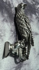 Tortolani Pewter Falcon & Falconer’s Gauntlet Brooch Detailed Pin Bird 3D Jewelr
