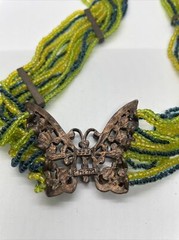 Vintage JJJ Rhinestone Butterfly Necklace And Matching Stretchy Bracelet