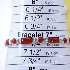 7.25”, Vintage HK sterling silver handmade bracelet, 925 tennis chain carnelian