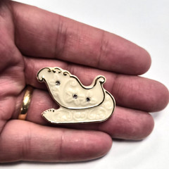 Vintage 90’s Signed LENOX Porcelain & Rhinestone Christmas Sleigh Pin / Brooch