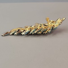 Vintage Rhinestone Brooch Clip Earrings Set Blue Waterfall Articulated Designer