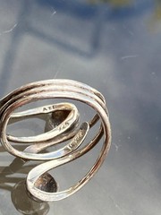 Vintage Sterling Silver 925 Huge Mexican MCM Modernist Tall Ring