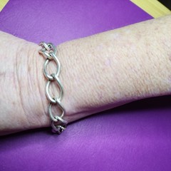 Vintage German UNMARKED Sterling Silver Large Chain-Link Bracelet 7″, 16.5G
