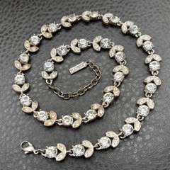 Vintage Signed Napier Crystal Rhinestone Silver Tone Choker Necklace 16-18” Long
